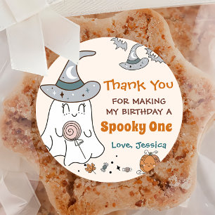 Sticker Rond Éffrayante Halloween Super fête d'anniversaire