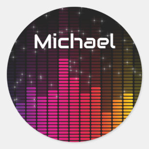 Sticker Rond Égaliseur Lumières de Disco Musique Volume Personn