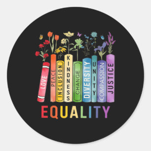 Sticker Rond Egalité Bibliothèque Diversité Inclusion Kindness
