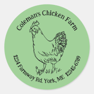 Sticker Rond Egg Carton Chicken Farm Adresse de retour