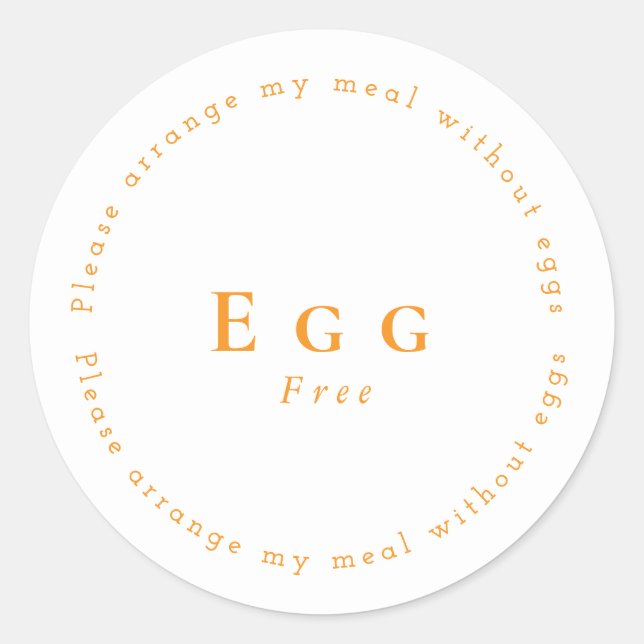Sticker Rond Egg-Free Request Sticker, White - Orange (Devant)