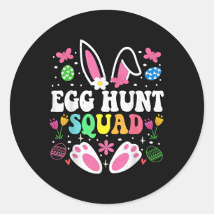 Sticker Rond Egg Hunt Squad Egg Hunt Crew Family Joyeux Pâques