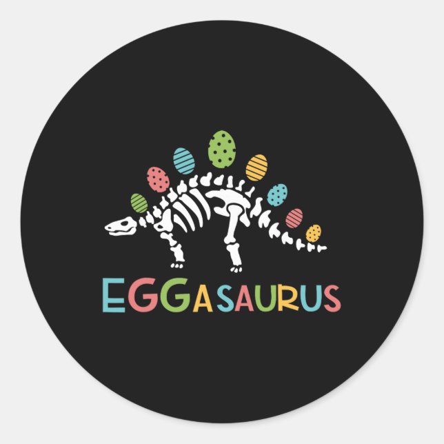 Sticker Rond Eggasaurus Pâques Stegosaurus Dinosaure Garçons En (Devant)