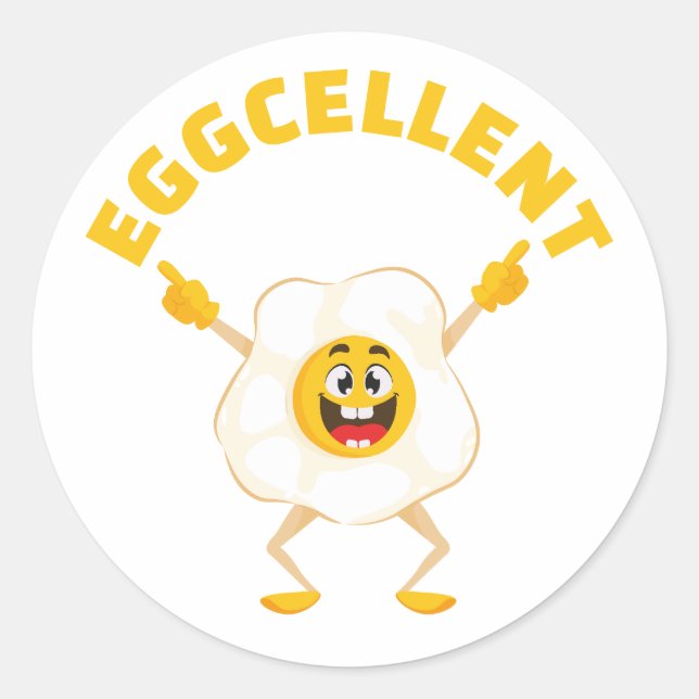 Sticker Rond Eggcellent Mignonne Oeuf Souriant drôle (Devant)