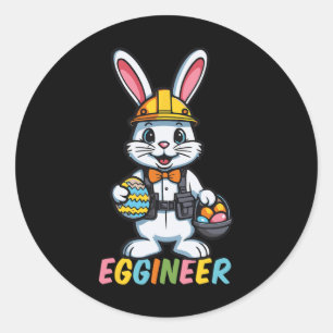 Sticker Rond Eggineer Ingénieur Drôle Jour de Pâques Hommes Fem