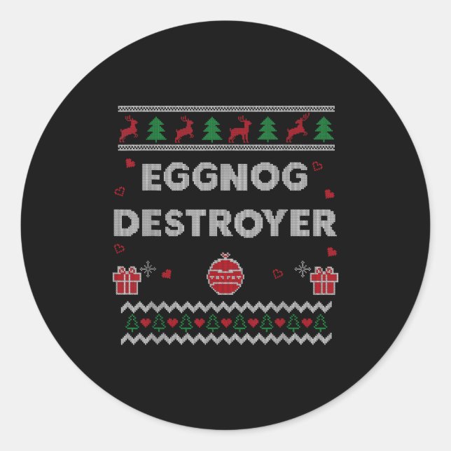 Sticker Rond Eggnog Lover Funny Ugly Christmas Style Xmas Gift  (Devant)