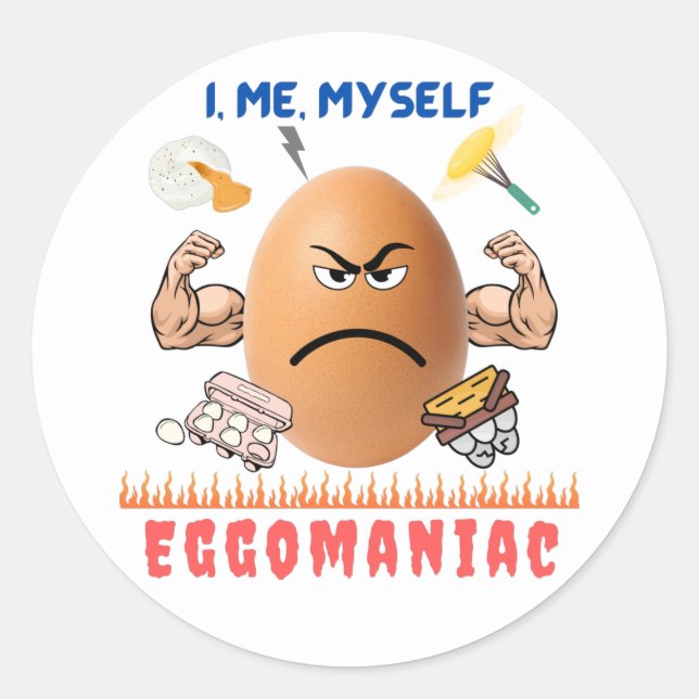 Sticker Rond Eggomaniac - L'Oeuf Badass ! | Joyeuse fête de Pâq (Devant)