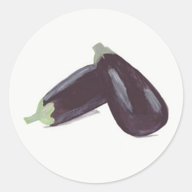 Sticker Rond Eggplant potager aquarelle cuisine chef cuisine (Devant)