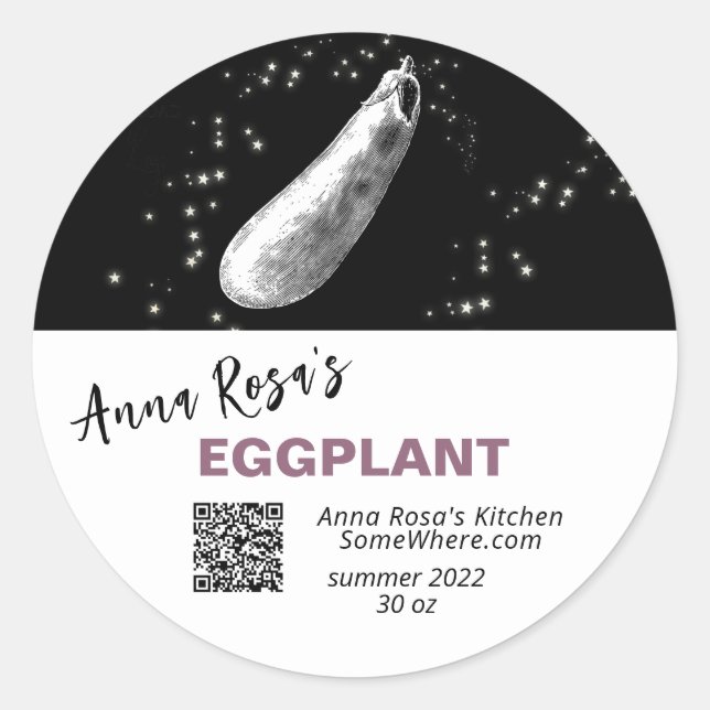 STICKER ROND *~* EGGPLANT QR AP30 DÉSHYDRATÉE FREEZE DE CANNING (Devant)