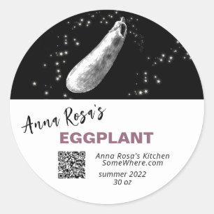 STICKER ROND *~* EGGPLANT QR AP30 DÉSHYDRATÉE FREEZE DE CANNING