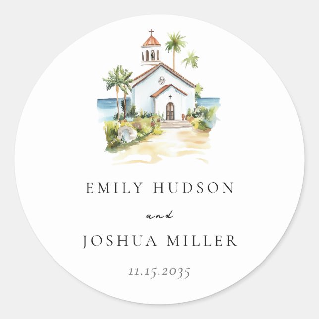 Sticker Rond Église catholique Mariage tropical (Devant)