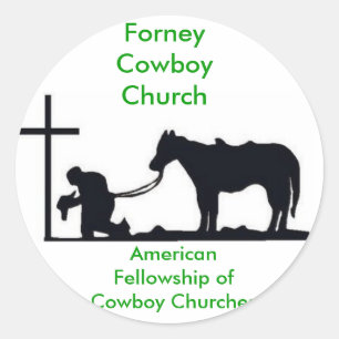 Sticker Rond Église Forney Cowboy