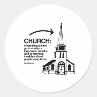 STICKER ROND ÉGLISE - OÙ LES RÉPUBLICAINS VONT AU CULTE
