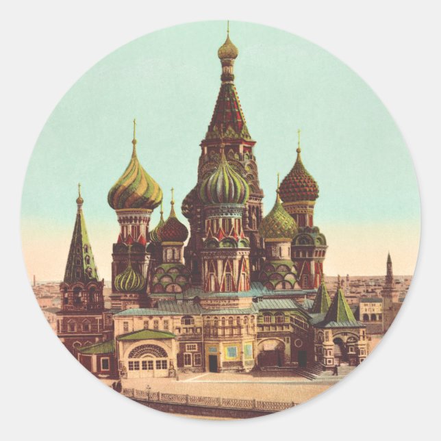 Sticker Rond Église St. Basil, place Rouge Moscou (Devant)
