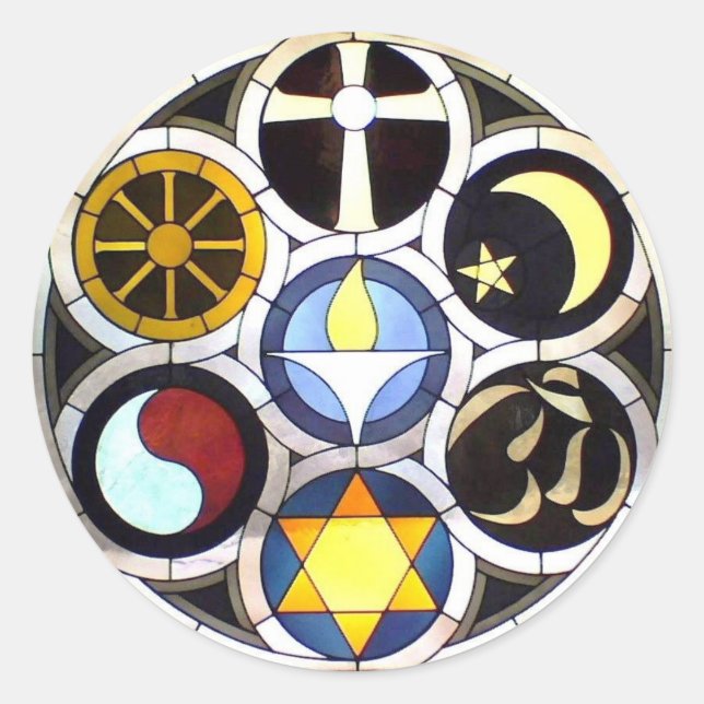 Sticker Rond Église unitarienne universaliste Rockford, IL (Devant)