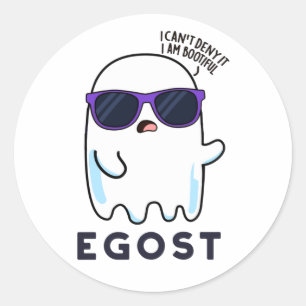 Sticker Rond Egost Funny Halloween Ego Ghost Pun
