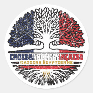 Sticker Rond Égypte Drapeau des racines d'arbres français égypt