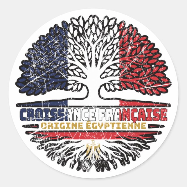 Sticker Rond Égypte Drapeau des racines d'arbres français égypt (Devant)