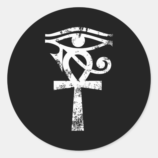 Sticker Rond Egyptian Horus Eye Ankh Egypt Archaeologis (Devant)