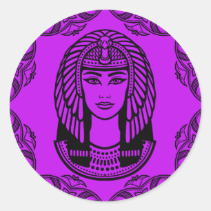Sticker Rond Egyptienne de Cléopâtre sur décoratif pourpre
