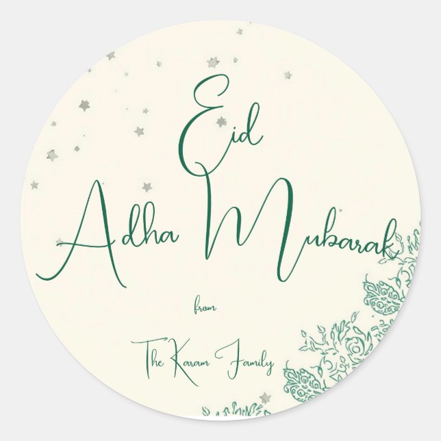 Sticker Rond  Eid Al Adha Personalized Eid Mubarak  (Devant)