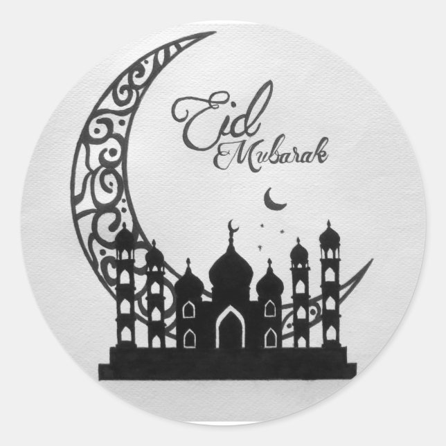 Sticker Rond EID MUBARAK Design créatif (Devant)