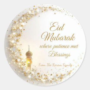 Sticker Rond Eid Mubarak musulman moderne personnalisé