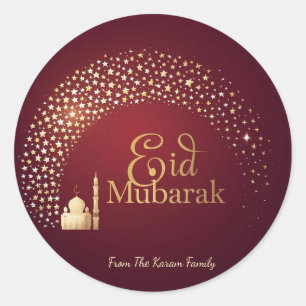 Sticker Rond Eid Mubarak Musulman Personnalisé