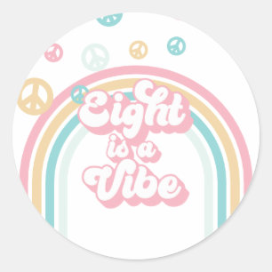 Sticker Rond Eight est une ambiance rétro été arc-en-ciel