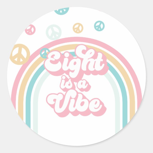Sticker Rond Eight est une ambiance rétro été arc-en-ciel (Devant)