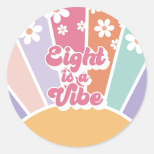 Sticker Rond Eight est une ambiance rétro soleil arc-en-ciel da