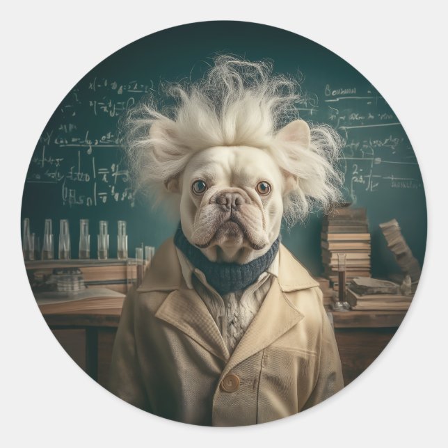 Sticker Rond Einstein Pup in Lab Coat (Devant)