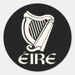 Sticker Rond Eire Gaelic Irlande Eireann Irish Pride Harp St Pa