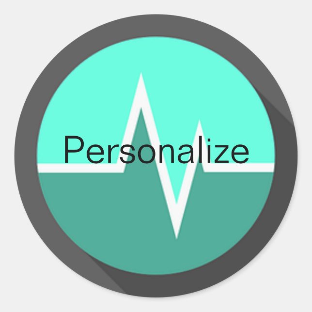 Sticker Rond EKG ligne infirmière médicale docteur chirurgien (Devant)