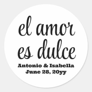 Sticker Rond El amor es dulce mariage accueil pour invités