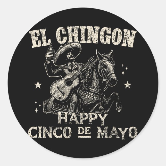 Sticker Rond El Chingon El Chingón Mexicain Mal Heureux Cinco D (Devant)