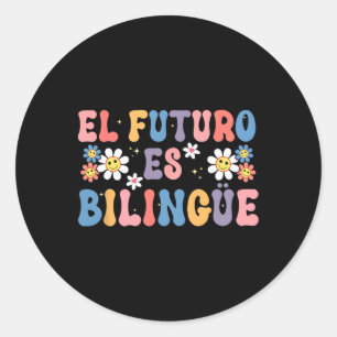 Sticker Rond El Futuro Es Bilingüe Professeur d'espagnol mexica