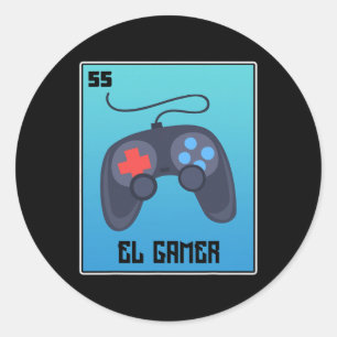 Sticker Rond El Gamer Jeux Vidéo Drôle Mexicain Loterie Parodie