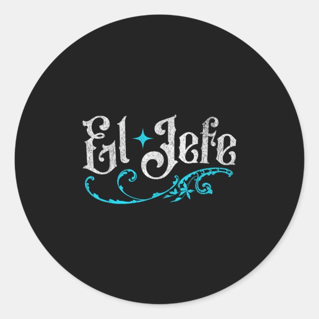 Sticker Rond El Jefe Le Boss Funny Cinco De Mayo En Espagnol Mo (Devant)