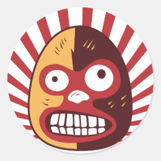 Sticker Rond El Luchador Loco Mexicaine Lutte autocollante