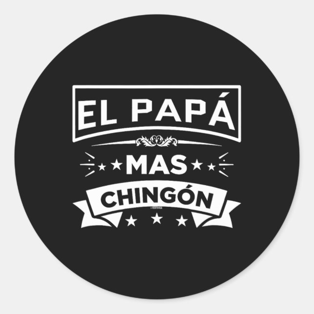 Sticker Rond El Papa Mas Chingon Funny Pères Mexicains Espagnol (Devant)