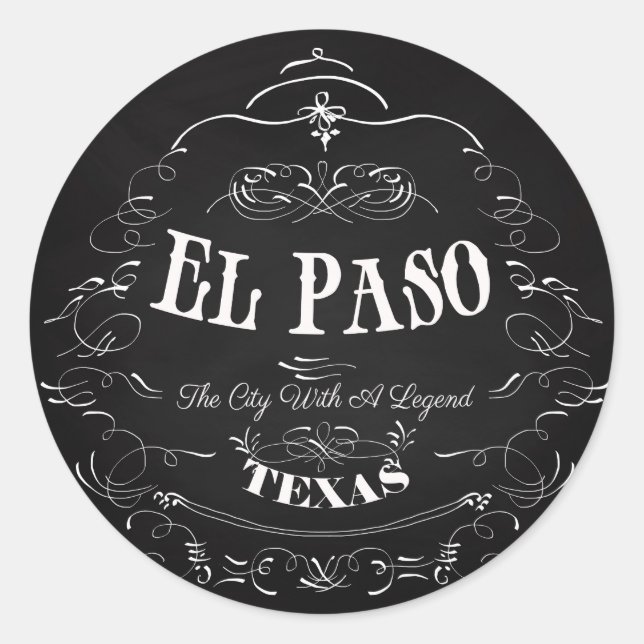 Sticker Rond El Paso, Texas - La ville avec une légende (Devant)