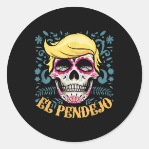 Sticker Rond El Pendejo Dia De Los Muertos Sugar Crâne Trump