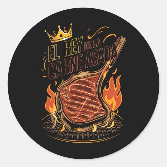 Sticker Rond El Rey De La Carne Asada Bbq Cooker Master King F (Devant)