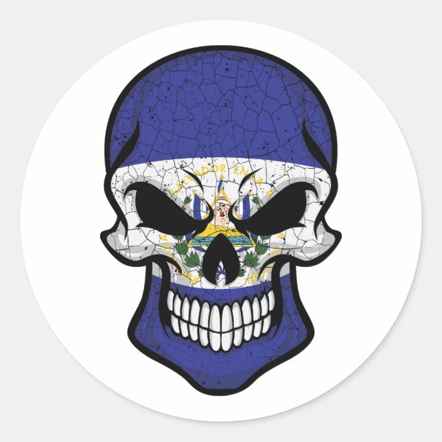 Sticker Rond El Salvador Drapeau crâne souriant (Devant)