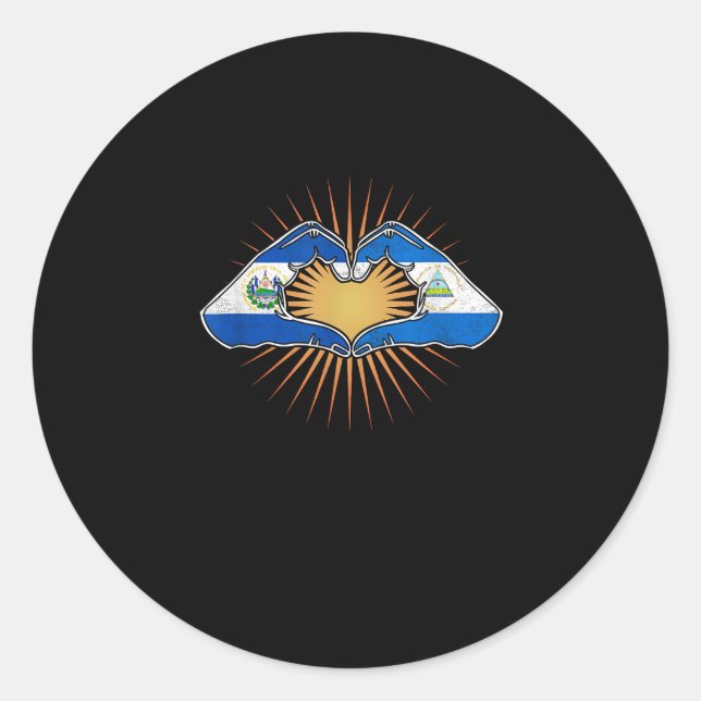 Sticker Rond El Salvador Et Nicaragua Mains Cardiaques (Devant)