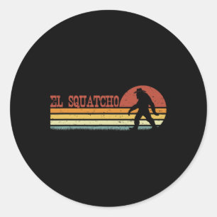 Sticker Rond El Squatcho - Drôles Rayures Rétro Bigfoot Cinco D