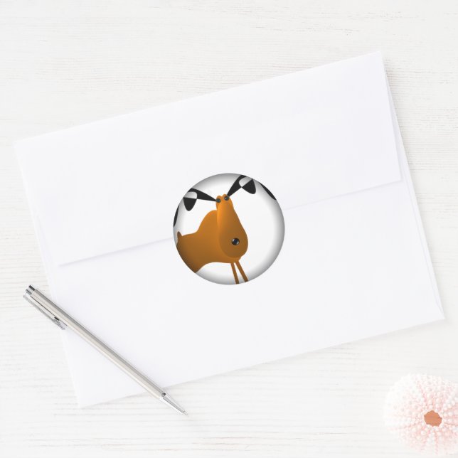Sticker Rond Élan de dessin animé mignon drôle (Enveloppe)