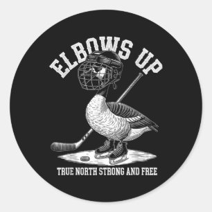 Sticker Rond Elbows Up Canada Drôle Hockey