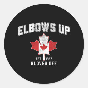 Sticker Rond Elbows Up Est 1867 Feuille d'érable canadienne Can